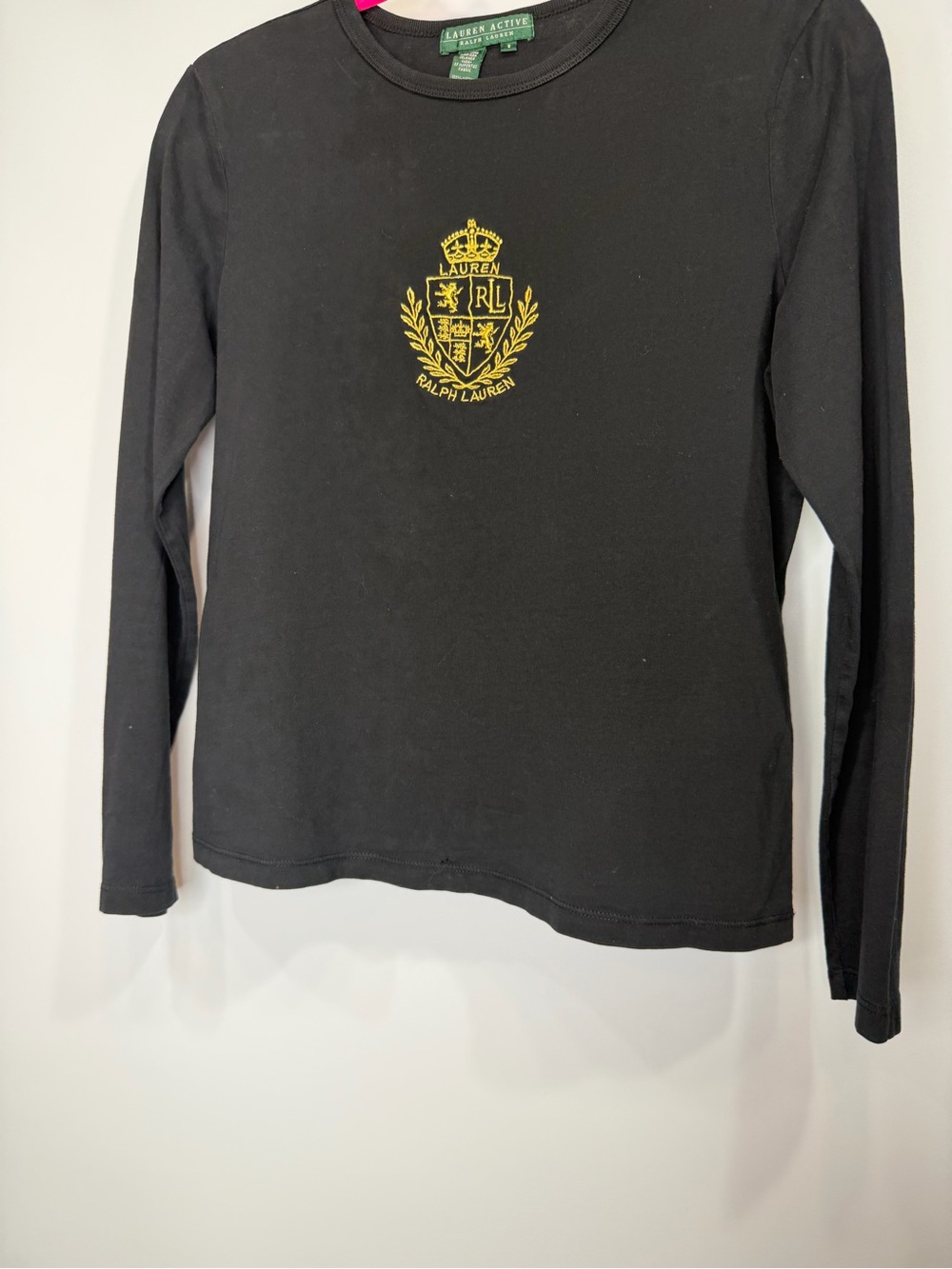 Lauren Active Ralph Lauren Crest Embroidered Long Sleeve Tee Black Size S - Picture 4 of 9